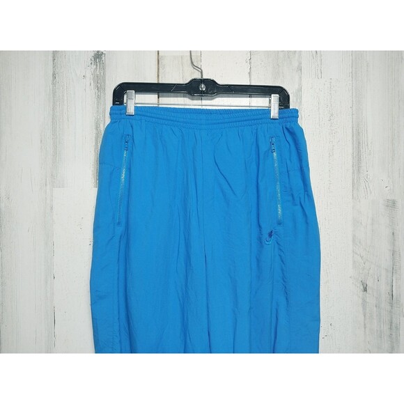 90s NIKE Nylon Track Pants Bottoms Blue Size Large Vintage Zippered Ankles - Picture 3 of 5
